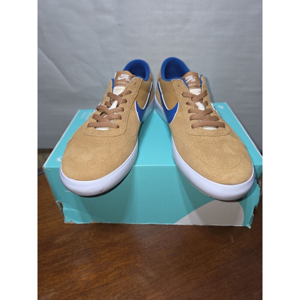 Nike SB Heritage Vulc Flax Team Royal Size 10.5 Tan Blue Skate Shoes CD5010-200